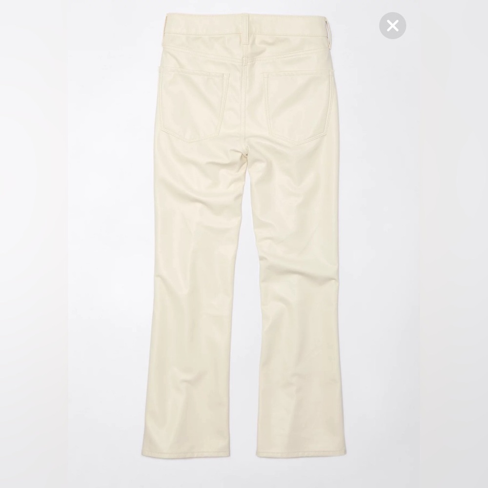 AE High-Waisted Vegan Leather Kick Bootcut Crop Pant - Picture 4 of 5